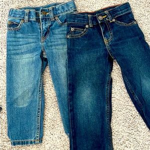 Two pairs of boys 2T jeans, elastic waistband in the back